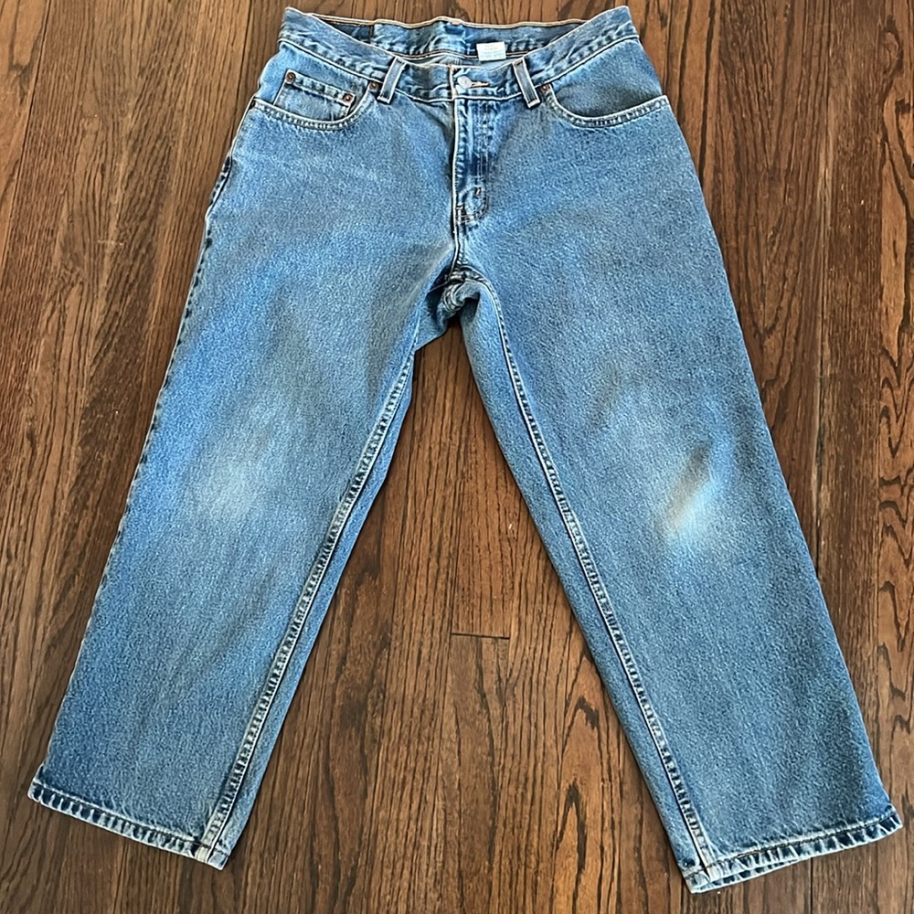 Vintage Levi’s 550 relaxed fit men’s women’s cropped baggy jeans denim 32 x 26